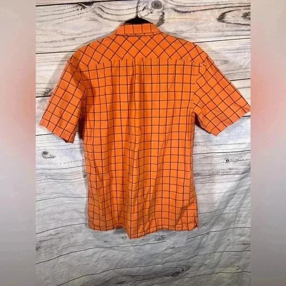 Tommy Hilfiger Orange Plaid Short Sleeve Polo Button Up - Picture 5 of 7